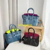 Borse in vera pelle Bk Habdbags Xiaohongshu Wanghong Borsa in platino 2024 Nuova borsa in denim Moda divertente Tasca per pantaloni Laser Palmare One Sh hanno logo HB2OSS