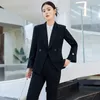 Women's Two Piece Pants Formal Uniform Designs Pantsuits Female Elegant Styles Business Work Wear Blazers Suits Professional Beauty Salon