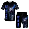 Mannen Korte Mouw T-shirt + Shorts Tweedelig Pak Grappige Leeuw Print Tops Mode Hip Hop Harajuku Zomer Kinderen oversized Sets 002