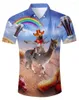 Mäns avslappnade skjortor hawaiian strandskjorta 3d tryck djur rolig tee topp kort ärmknapp ner semester aloha streetwear