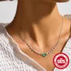 Catene in argento sterling 925 con zirconi, collana con cuore d'amore per le donne, ragazza, semplice design geometrico, gioielli, regalo per feste