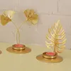 Mum Tutucular Metal Tel Tealight Yaprak Şekli Şamdan Tutucu Ev Düğün Merkezi Dekorasyonu için Yaratıcı Stand