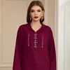 Etnische Kleding Bordeaux Retro Moslim Jurken Mode Luxe Ramadan Abaya 2024 Musulman Islamitische Midden-oosten Chiffon Gewaad