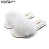 スリッパFayuekey Spring/Summer/Winter Home Cotton Fluffy Fur Slippers Womens Floor Bedroom Flat Shoes Q240318