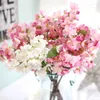 Decorative Flowers Pink White Artificial Cherry Blossom Branch Silk Simulation Wedding Home Study Garden Flower Arrangement Plant Decor