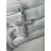 Groothandel luxe Vvs Moissanite diamanten tennisketting met kruisketting verzilverde sieradenketting
