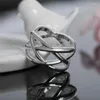 Anéis de cluster 925 prata esterlina jóias cruz rede de pesca anel para mulheres homens moda casamento presente de feriado