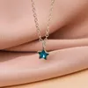 Pendentif Colliers Étoile à cinq branches Mode Argent Plaqué Bleu Cristal Clavicule Chaîne