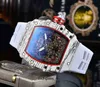 Richa Milles Brand Fashion Automatyczne zegarki mechaniczne mechaniczne krasnoludne szkielet wodny męski zegarek na nadgarstek ze skórzanym paskiem