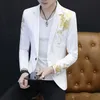 MENS Fashion Gold Print Groom Wedding Dress Suits Jackets Male Casual Blazer / Mens High-End Brand Blazer 1 Piece 240309