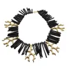 Y.YING Black Coral Golden Resin Branch Necklace Handmade Women Designer Jewelry