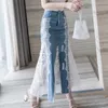 Tiyihailey Fashion Long Maxi Denim i koronkowe rybne ogonowe spódnica dla kobiet S-2xl Styl Styl High Tase Summer 240318