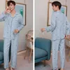 Men's Sleepwear Spring Cotton Silk Pajamas Men Loose Pyjamas Large Size Cartoon Nightdress Casual Thin Simple Long Sleeved Home Wear