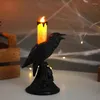 パーティーデコレーションハロウィーンLEDライトブラックカラスキャンドルスティックホーンテッドハウスのためのキャンドルランプテーブルテーブル飾り