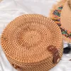 Sacos de noite 2x Bali Vintage Handmade Crossbody Bolsa De Couro Redondo Praia Meninas Círculo Rattan Pequeno Ombro Boêmio