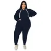 Fatos de treino feminino 5xl plus size conjuntos femininos pulôver hoodies calça ternos novo sólido casual tamanho grande agasalho feminino conjunto 24318