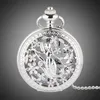 TFO Pocket Watch Silver Hollow Petals Surround Dancing Mermaid Design Pendant Ladies Fashion Gift Necklace298y