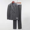 Abiti da uomo doppio petto per uomo grigio blu navy a righe gentiluomo abito maschile due pezzi uomo grooming ultimi disegni di pantaloni da cappotto Q1137