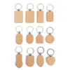 Porte-clés mignon blanc rond rectangle coeur naturel porte-clés en bois bricolage graver des étiquettes en bois accessoires porte-clés fête cadeaux faits à la main supplie