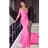 Hot Pink Mermaid Prom klänningar från axelpärlan Appliced ​​spets speciella tillfällen Kvällsklänningar Robe de Mariage Yd