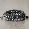 Strand 3st/set män oregelbundna hematitpärlor armband mode naturliga tiger ögon svart lava onyx sten pulsera kvinnor je