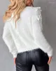 Camisola de malha feminina para mulher 2024 inverno moda decote em v botão versátil padrão floral frisado cardigan de malha térmica fuzzy
