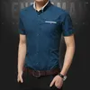 Chemises décontractées pour hommes Chemise durable Tops d'été Turn Down Tuxedo Big Taille Col d'affaires Coton Revers Mens Polyester Vacances régulières