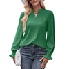 Women's Blouses Women Shirt Autumn Office Commuter Tops Stylish V-neck Long Sleeve Ladies T-shirts For Wear Loose Fit Comfortable