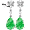 Brincos pendurados naturais a-goods jadeite flutuante gota de água verde jade s925 prata modelos femininos joias de moda de luxo de alta qualidade