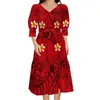 Party Dresses Support Your Design For Women V-Neck Dress Polynesian Tribal Print Midi Strap Mid-Sleeve 6xl