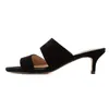 샌들 2024 여성 캐주얼 패션 5cm 섹시한 얇은 하이힐을 열고 발가락 여름 슬립 샌들 누드 빨간 웨딩 신발