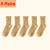 Women Socks 5 Pairs Embroidered Mid Tube Spring And Summer Thin Breathable College Style Flower Wholesale EUR 35-39