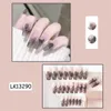 False Nails 24pcs French White Side Wearable Rhinestone Desgin Fake Short Simple Nail Full Cover Tips Press On