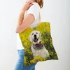 Sacos de compras Labrador Dog Mulheres Shopper Bag Bonito Animal de Estimação Lona Dupla Face Casual Senhora Ombro Viagem Tote Bolsa