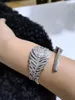 Designer's Dream Feather Water Drop Gem Bracelet Starry River Shining Teardrop Feather Zircon Ring