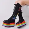 Boots Brand Dropship Plus Size 43 Black Gothic Vampire Halloween Cosplay Punk Street Platform Wedge High Heel Boots Women Shoes