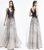 Robe De Soiree Gatsby 2019 Luxus schwarze Pailletten ALine Abendkleider Yousef Aljasmi sexy V-Ausschnitt Perlen Kristall Arabisch Abendkleider8022073