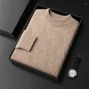 Pulls pour hommes automne et hiver col rond pull en cachemire rembourré décontracté chemise à fond tricoté double grande taille