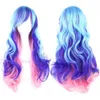 Synthetic Wigs Soowee 70cm Long Curly Synthetic Hair Womens Wig Hairpiece Blue Yellow Pink Rainbow Party False Hair Cosplay Wigs for Women 240328 240327