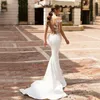 Богемное свадебное платье русалки с глубоким V-образным вырезом 2024, атласное свадебное платье с короткими рукавами и кружевной аппликацией для женщин, элегантное YD