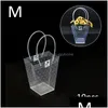 Present Wrap 10st/Set Flower Box Plastic Clear Bag Transparenta julväskor med handtag Florist Förpackningsdekoration Drop Delivery Ho Dhuxf