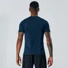Lu Align Align Lu Lemon Sleeve 2023 Короткие футболки Быстросохнущие летние мужские топы для бега Спортивный зал Бодибилдинг Fiess Tight Workout ops
