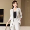 Pantalones de dos piezas para mujer Trajes formales de negocios para mujer Trajes de pantalón para mujer Entrevista de carrera profesional Ropa de trabajo de oficina con chaquetas y abrigo