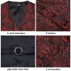 Vests HiTie Paisley Jacquard Silk Men's Vests Red Black Blue Green Waistcoat Tie Hanky Cufflinks Brooch Sets Wedding Formal Business