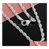 Chains 925 Sterling Sier Necklace 2Mm 16-30 Inch Pretty Cute Fashion Charm Rope Chain Jewelry Factory Wholesale Drop Delivery Necklace Dhd0A