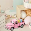 Decorative Flowers Metal Easter Truck With Eggs Ornament Po Prop Vintage Creative For Wedding Outdoor Front Door Celebration Indoor