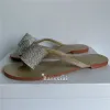 Tofflor juvelerade kristallfjärilarflyknot flip flops platt klack sandstrandskor som sommar strass öppen tå kvinnor tofflor