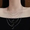 Pendants Pure 925 Sterling Silver 1mm Box Chain Necklace For Women Men 40cm-60cm Wholesale Fashion Basic Fit Pendant DIY Jewelry