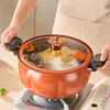 GIANXI Pumpkin Pot Multifunctional Cast Iron Slight Pressure Cooker Braise Boil Steam Stew Nonstick Pots Cooking 240308