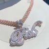 Lanson Ciondolo con nome iniziale personalizzato Personalizzato con ciondolo ghiacciato completo S925 Catena con lettere di diamanti Moissanite per uomini e donne